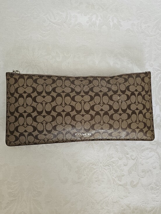 Coach Handbags - Coach Signature Brown and Tan Zip Pouch/Coated Canvas - Unused, Clean